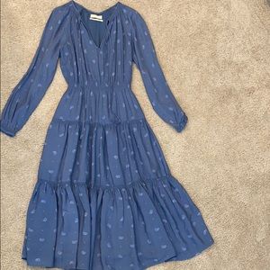 Blue long sleeve midi dress